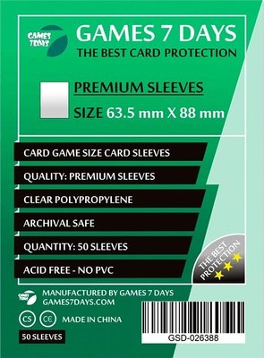 Протектори для карток Games7Days (63,5 х 88 мм, Card Game, 50 шт.) (PREMIUM) PRT-6388P фото