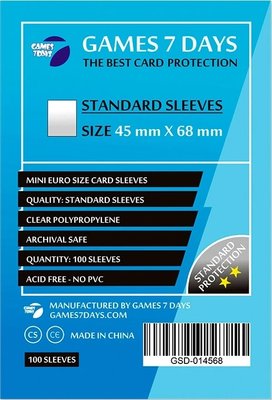 Протектори для карток Games7Days (45 х 68 мм, Mini Euro, 100 шт.) (STANDART) PRT-4568S фото