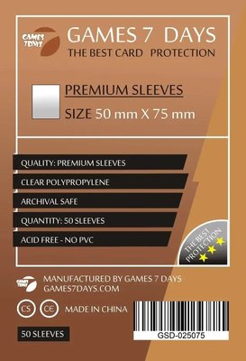 Протектори для карток Games7Days (50 х 75 мм, Standard USA, 100 шт.) (PREMIUM) PRT-5075P фото