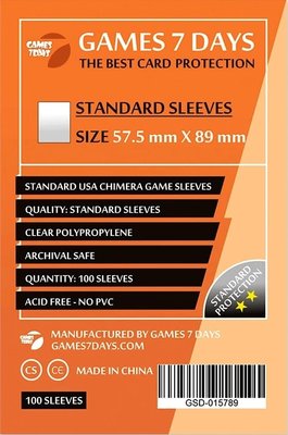 Протектори для карток Games7Days (57,5 х 89 мм, Standard USA Chimera, 100 шт.) (PREMIUM) PRT-5789P фото