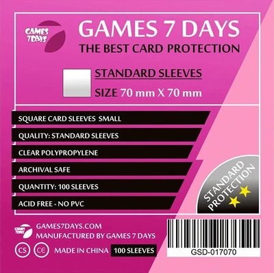 Протектори для карток Games7Days (70 х 70 мм, Square Small, 100 шт.) (STANDART) PRT-7070S фото