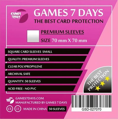 Протектори для карток Games7Days (70 х 70 мм, Square Small, 50 шт.) (PREMIUM) PRT-7070P фото