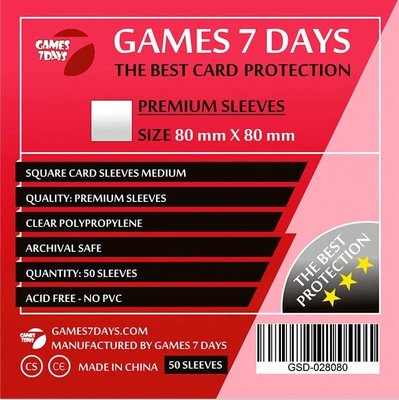 Протектори для карток Games7Days (80 х 80 мм, Square Medium, 50 шт.) (PREMIUM) PRT-8080P фото