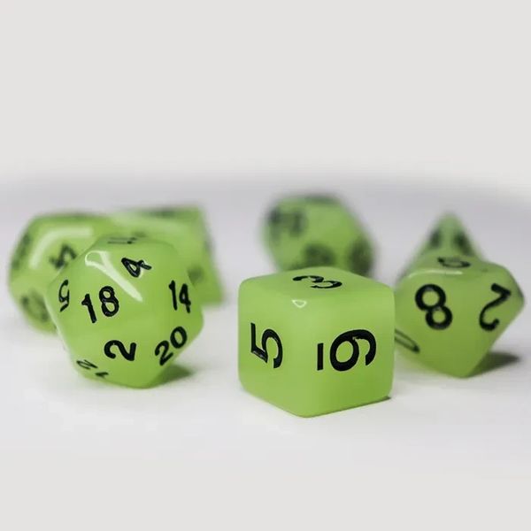 Набор кубиков белый - Glow in the dark 7 Dice Set - White DIC-G7WHT фото