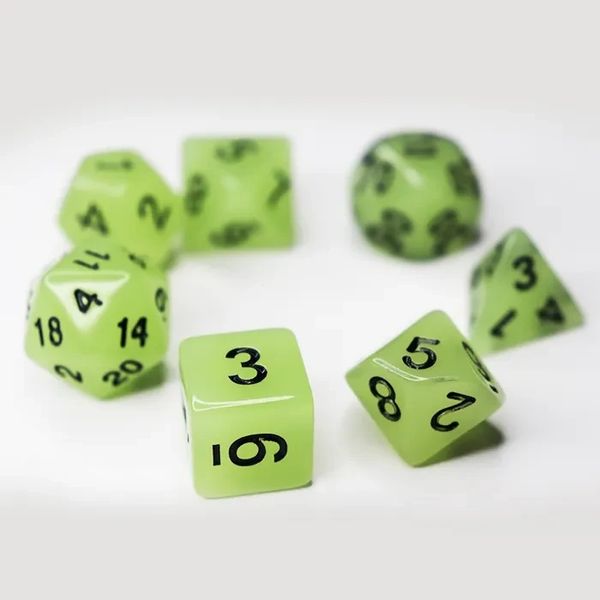 Набор кубиков белый - Glow in the dark 7 Dice Set - White DIC-G7WHT фото