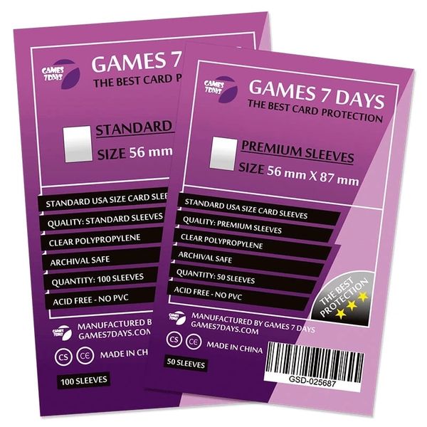 Протектори для карток Games7Days (56 х 87 мм, Standard USA, 50 шт.) (PREMIUM) PRT-5687P фото